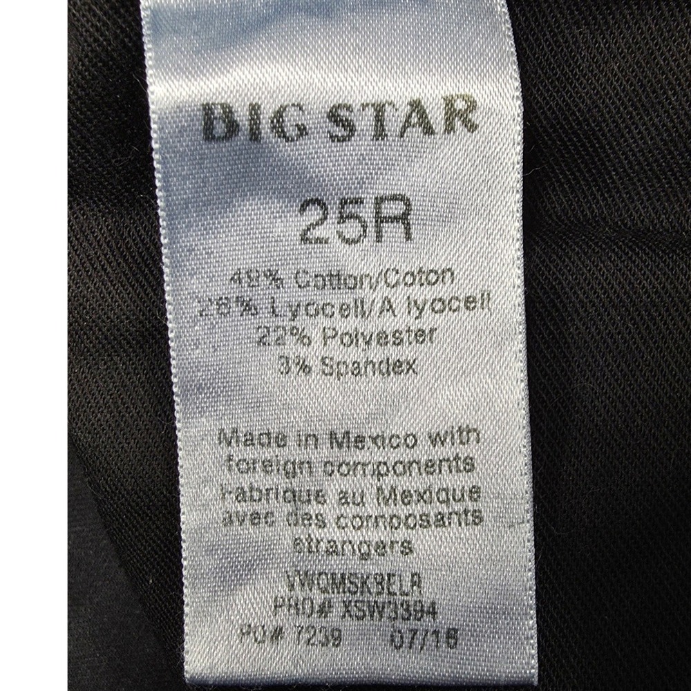 Big Star Maddie Skinny Jeans Black Raw Hem Denim 25R VWQMSKBELA - Picture 4 of 11
